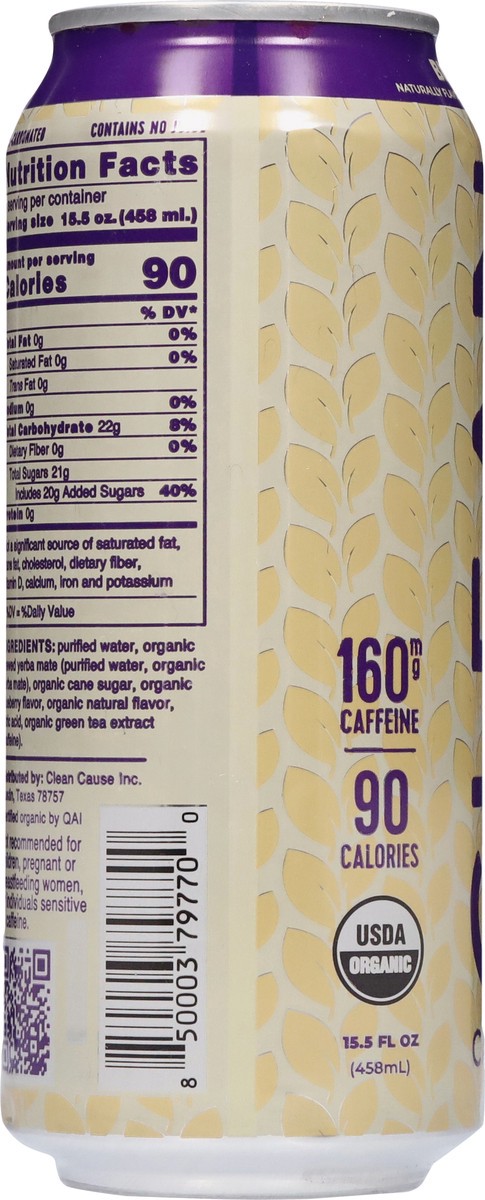 slide 4 of 13, CLEAN CAUSE Organic Blueberry Yerba Mate 15.5 fl oz, 15.5 oz