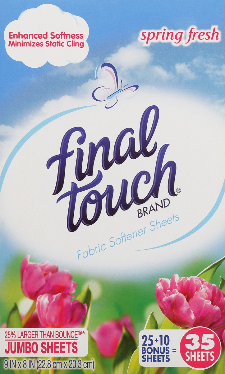 slide 2 of 9, Final Touch Spring Fresh Jumbo Fabric Softener Sheets 35 ea, 35 ct