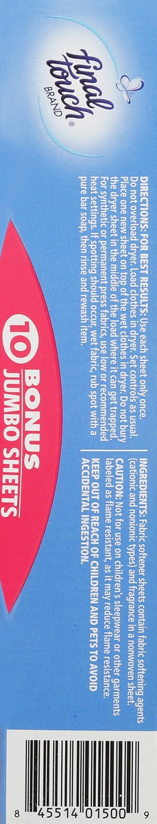 slide 9 of 9, Final Touch Spring Fresh Jumbo Fabric Softener Sheets 35 ea, 35 ct