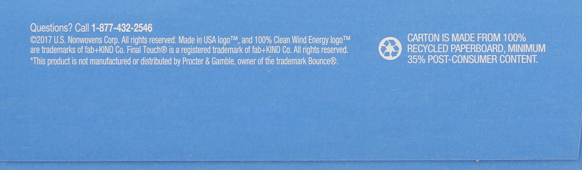 slide 5 of 9, Final Touch Spring Fresh Jumbo Fabric Softener Sheets 35 ea, 35 ct