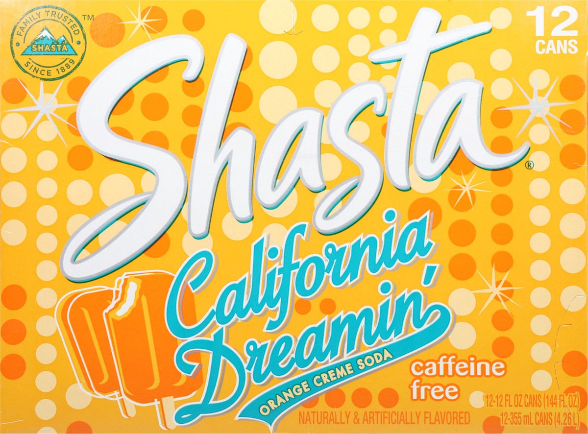 slide 3 of 12, Shasta California Dreamin' Caffeine Free Orange Creme Soda 12 - 12 fl oz Cans, 12 ct