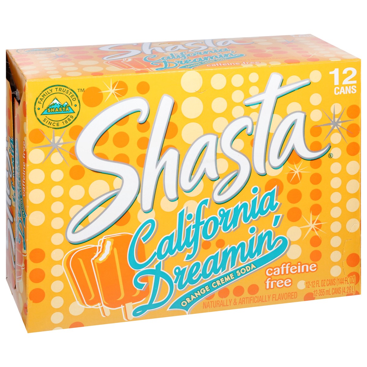 slide 12 of 12, Shasta California Dreamin' Caffeine Free Orange Creme Soda 12 - 12 fl oz Cans, 12 ct