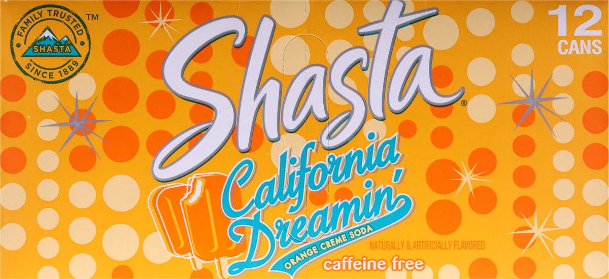 slide 6 of 12, Shasta California Dreamin' Caffeine Free Orange Creme Soda 12 - 12 fl oz Cans, 12 ct