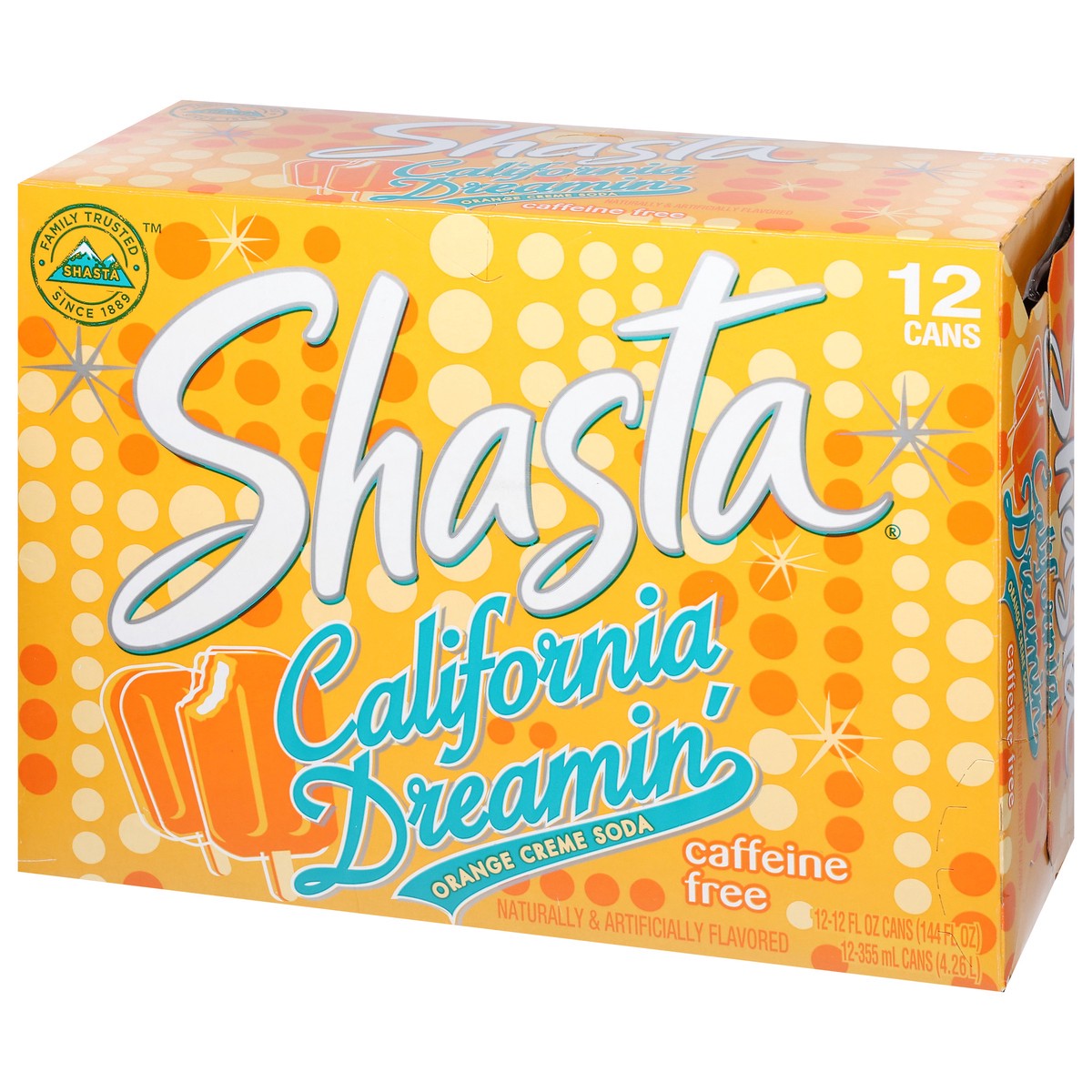 slide 9 of 12, Shasta California Dreamin' Caffeine Free Orange Creme Soda 12 - 12 fl oz Cans, 12 ct
