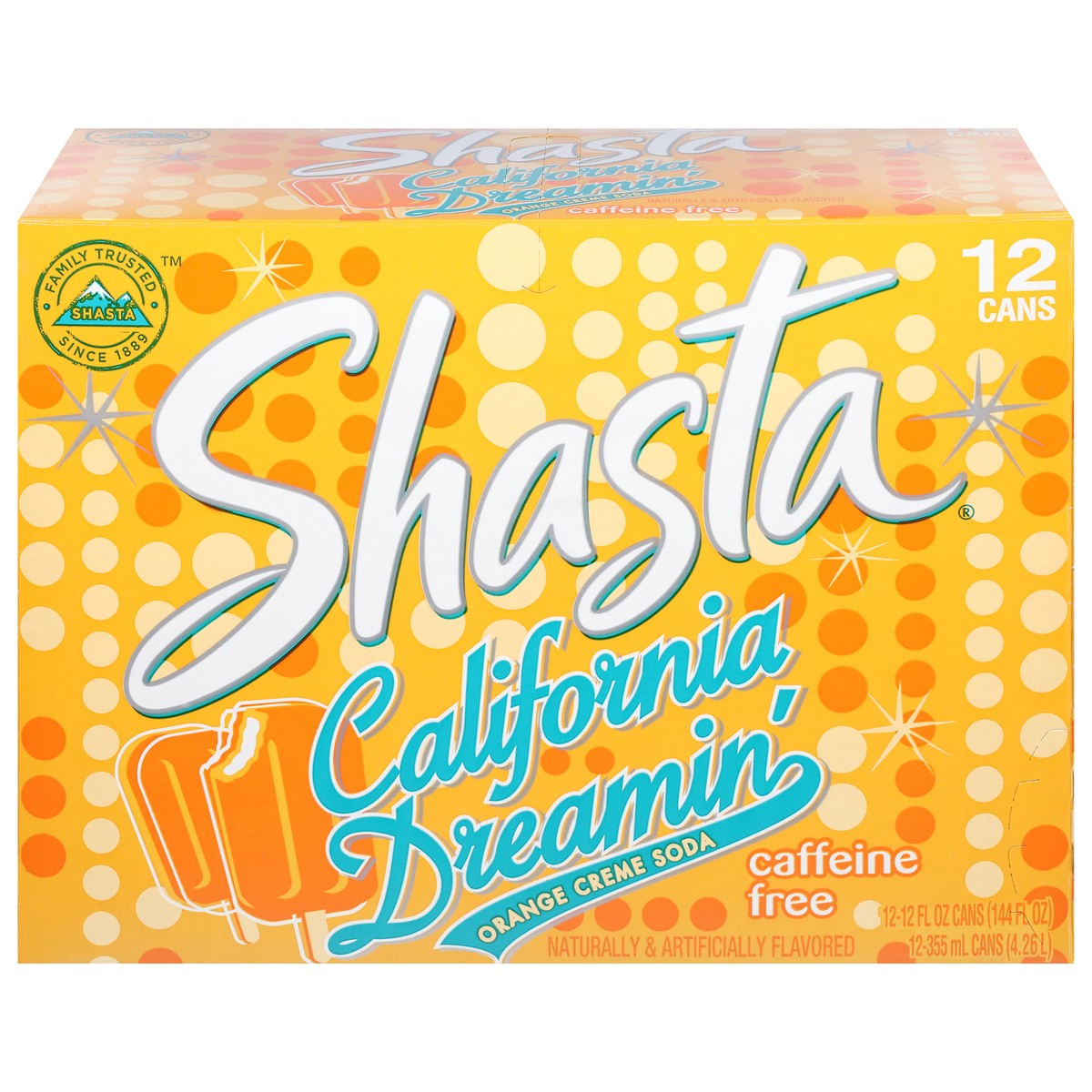 slide 1 of 12, Shasta California Dreamin' Caffeine Free Orange Creme Soda 12 - 12 fl oz Cans, 12 ct