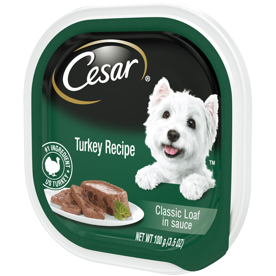 slide 3 of 9, Cesar Turkey In Sauce Wet Dog Food, 3.5 oz