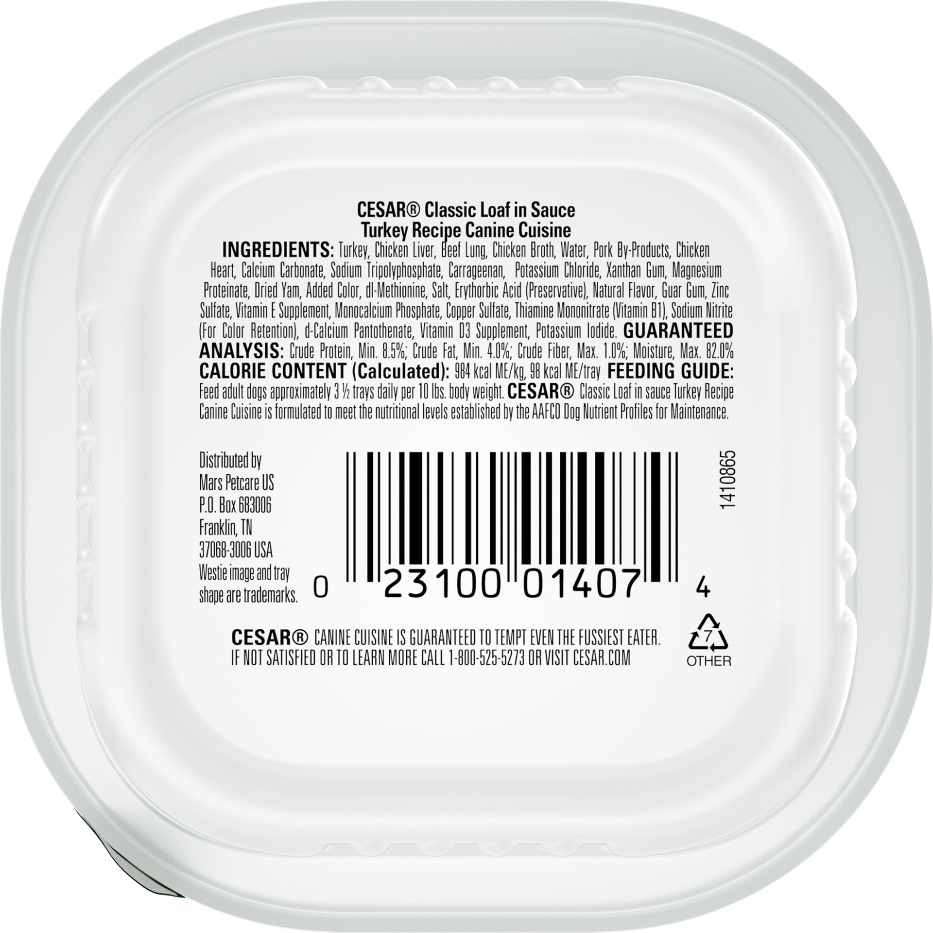 slide 6 of 9, Cesar Turkey In Sauce Wet Dog Food, 3.5 oz
