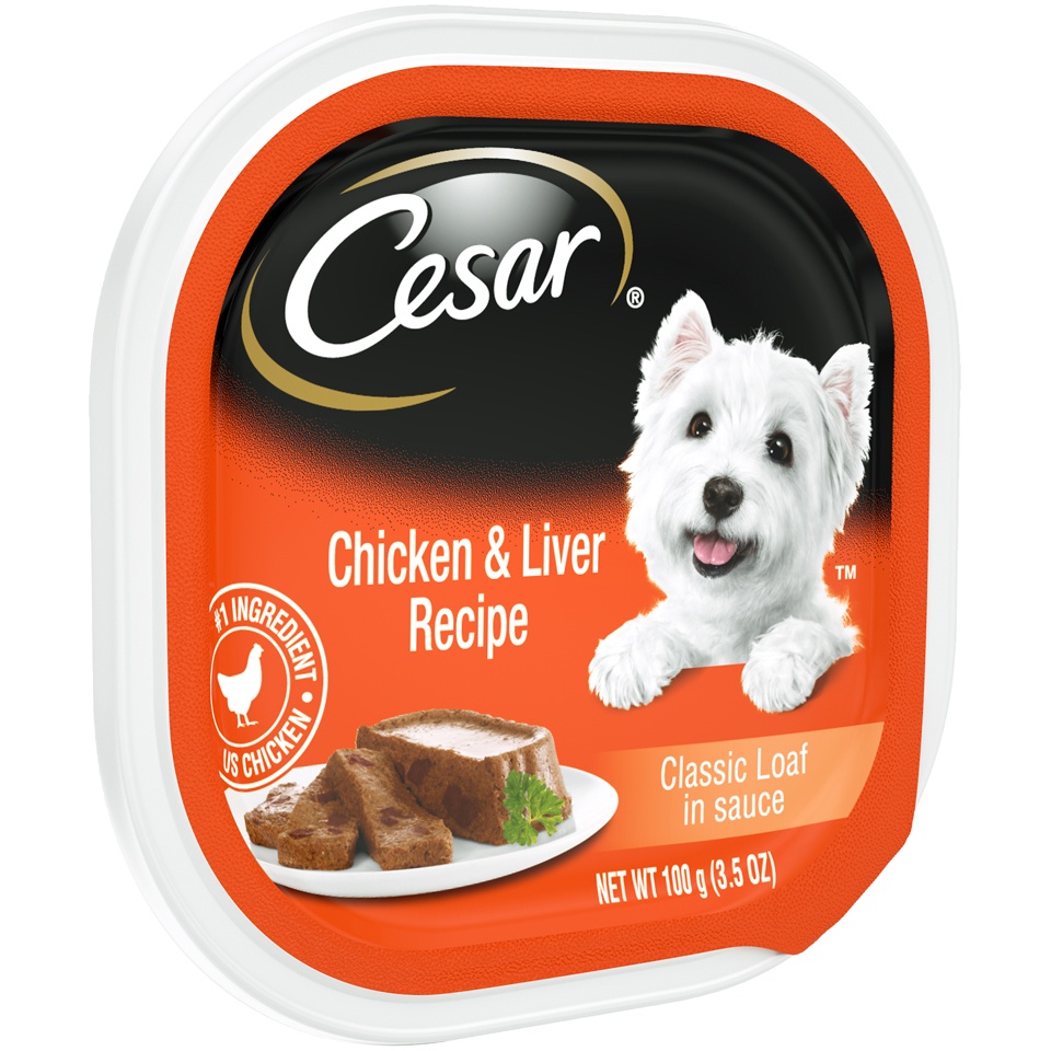 slide 3 of 9, Cesar Classics with Chicken & Liver in Meaty Juices Wet Dog Food, 3.5 oz