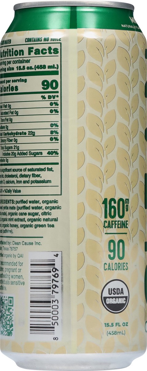 slide 12 of 13, CLEAN CAUSE Organic Mint & Honey Yerba Mate 15.5 fl oz, 15.5 oz