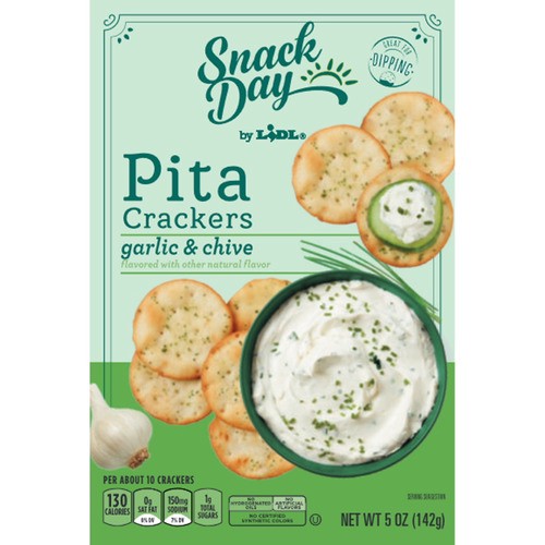 slide 1 of 1, Snack Day pita crackers, garlic & chive, 5 oz