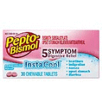 slide 1 of 1, Pepto-Bismol Upset Stomach Reliever Antidiarrheal Chewable Tablets Peppermint Flavor, 12 fl oz