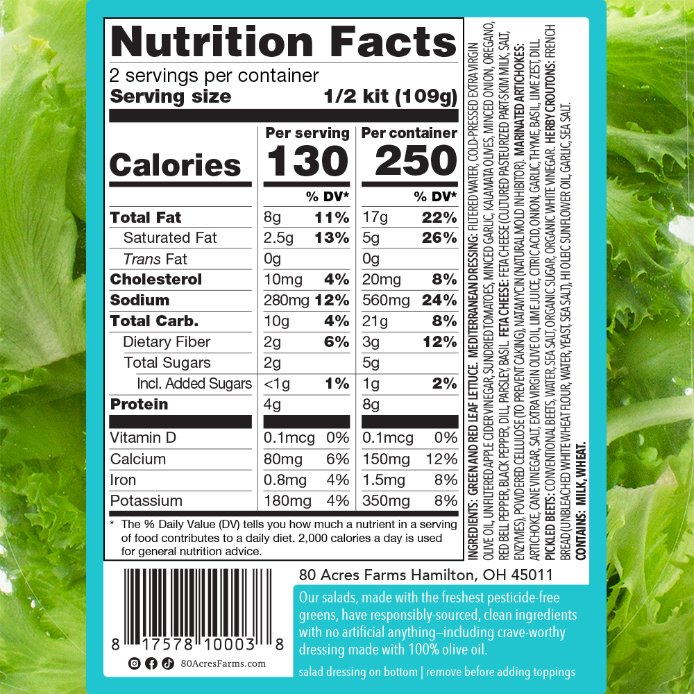 slide 3 of 3, 80 Acres Farms Greekin' Out Salad Kit, 7 oz