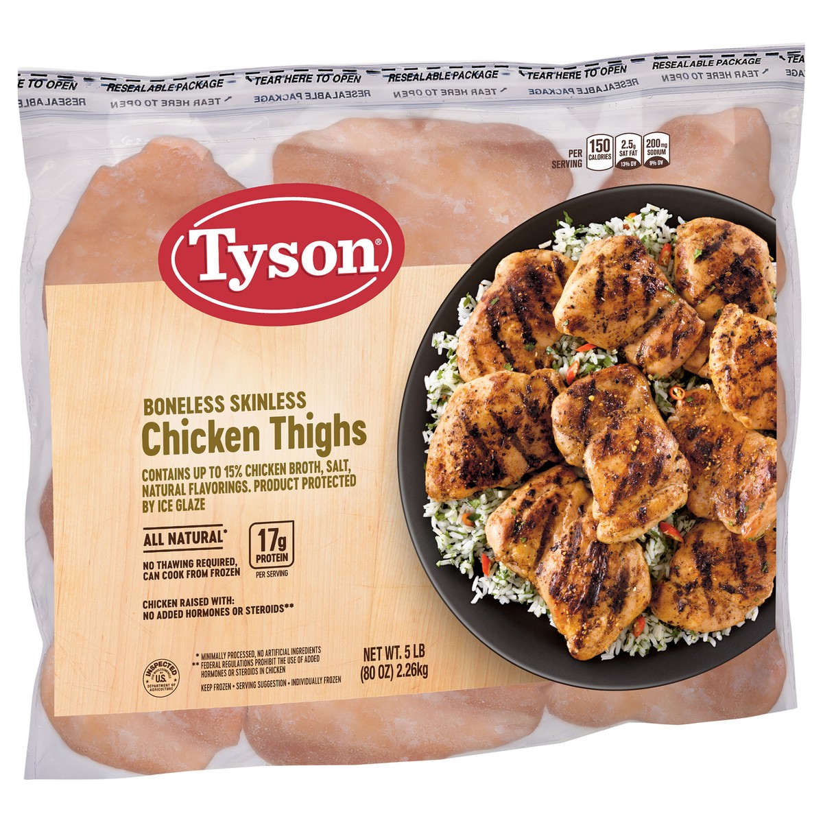 slide 4 of 5, Tyson Chicken Thigh Portions, 5 lb. (Frozen), 2.27 kg