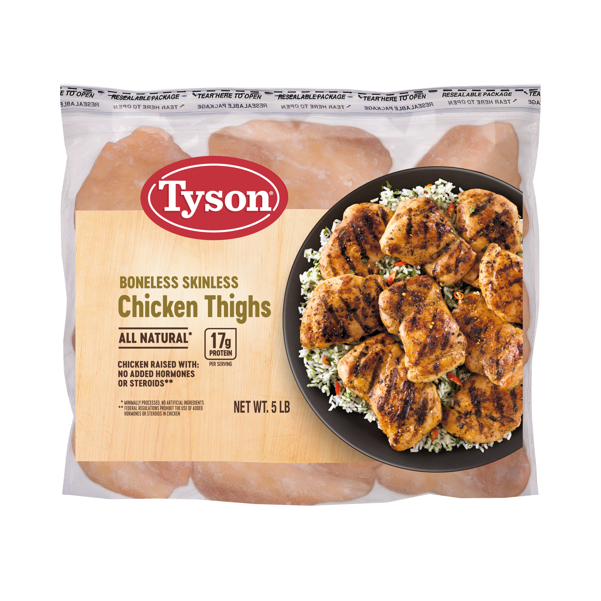 slide 1 of 5, Tyson Chicken Thigh Portions, 5 lb. (Frozen), 2.27 kg