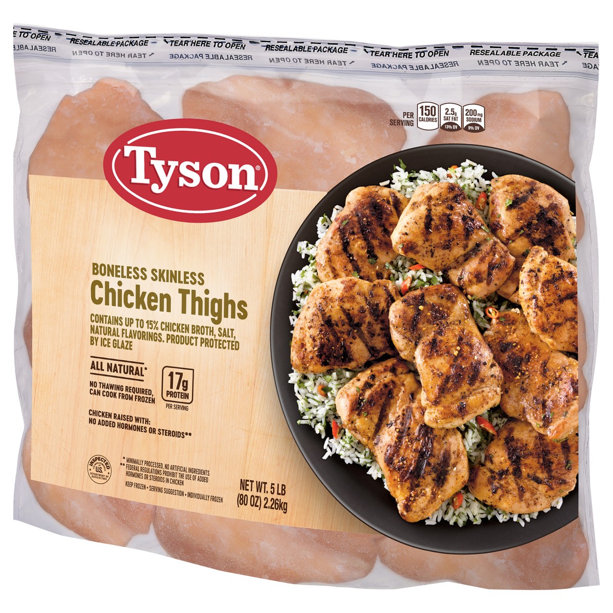 slide 3 of 5, Tyson Chicken Thigh Portions, 5 lb. (Frozen), 2.27 kg