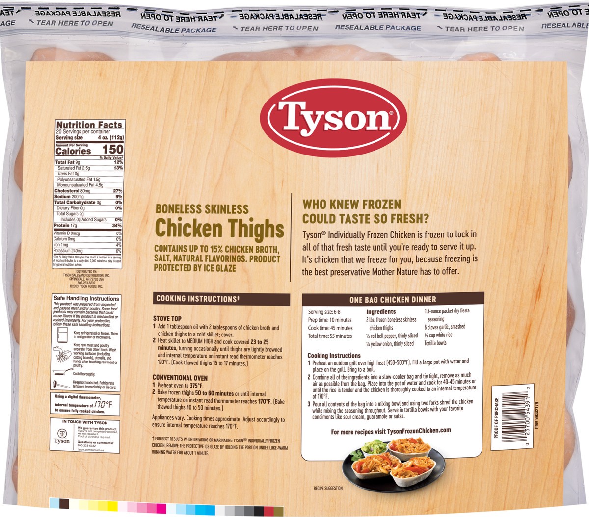 slide 2 of 5, Tyson Chicken Thigh Portions, 5 lb. (Frozen), 2.27 kg