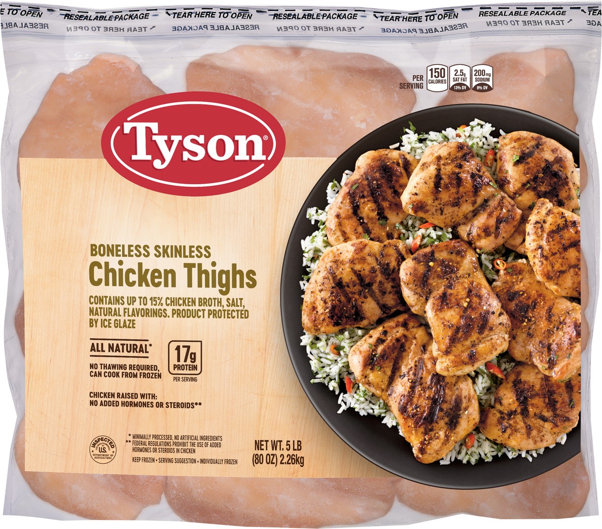 slide 5 of 5, Tyson Chicken Thigh Portions, 5 lb. (Frozen), 2.27 kg