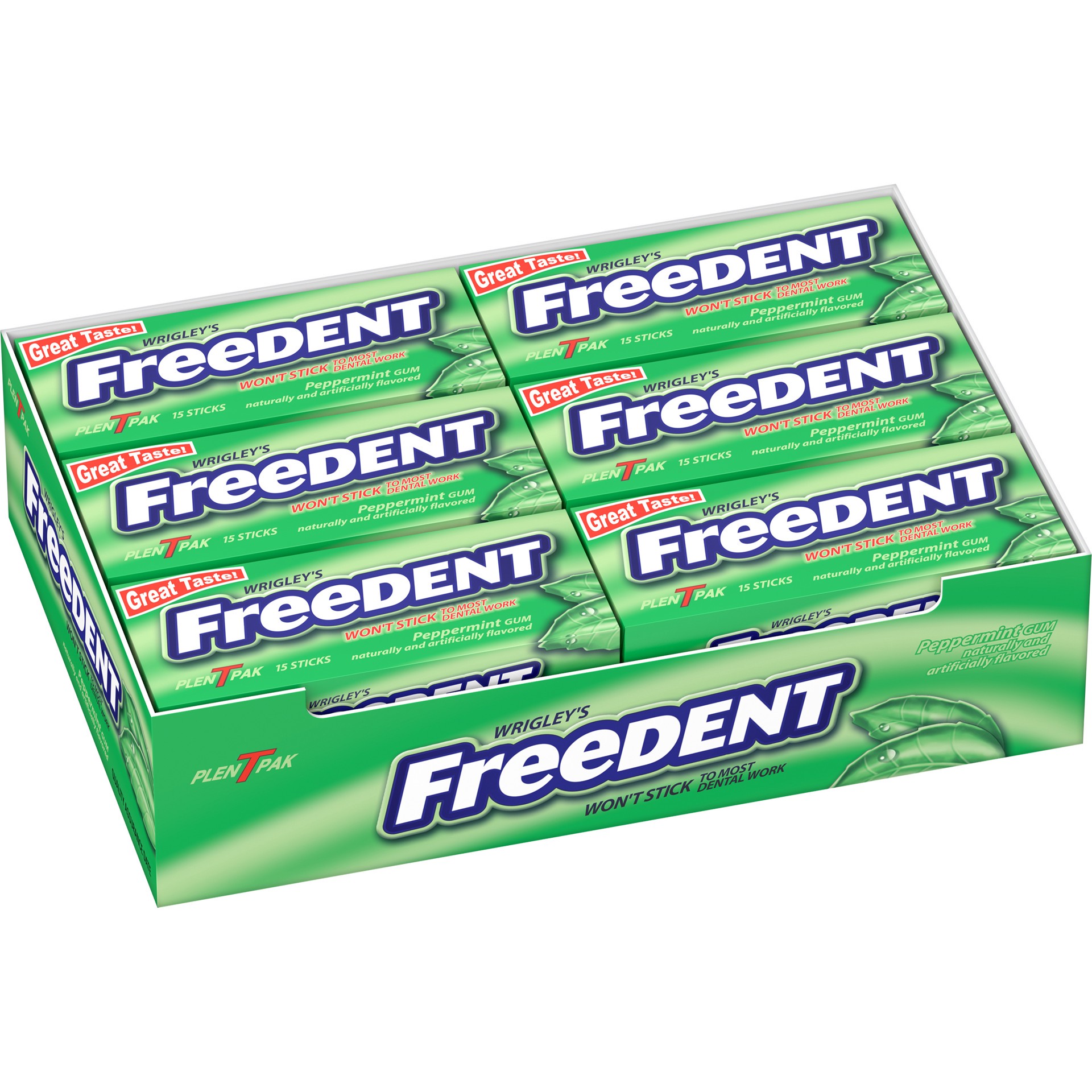 slide 1 of 5, Freedent WRIGLEY'S FREEDENT Peppermint Gum, 15-Stick Pack (12 Packs), 180 pc