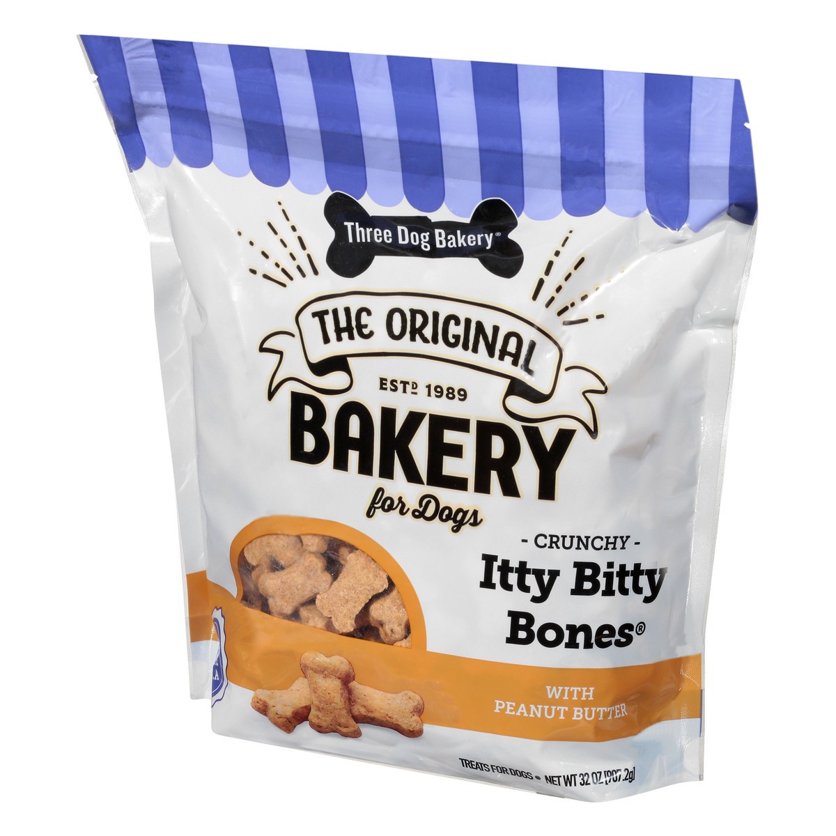 slide 7 of 9, Three Dog Bakery Itty Bitty Bones Crunchy Peanut Butter Treats for Dogs 32 oz, 32 oz