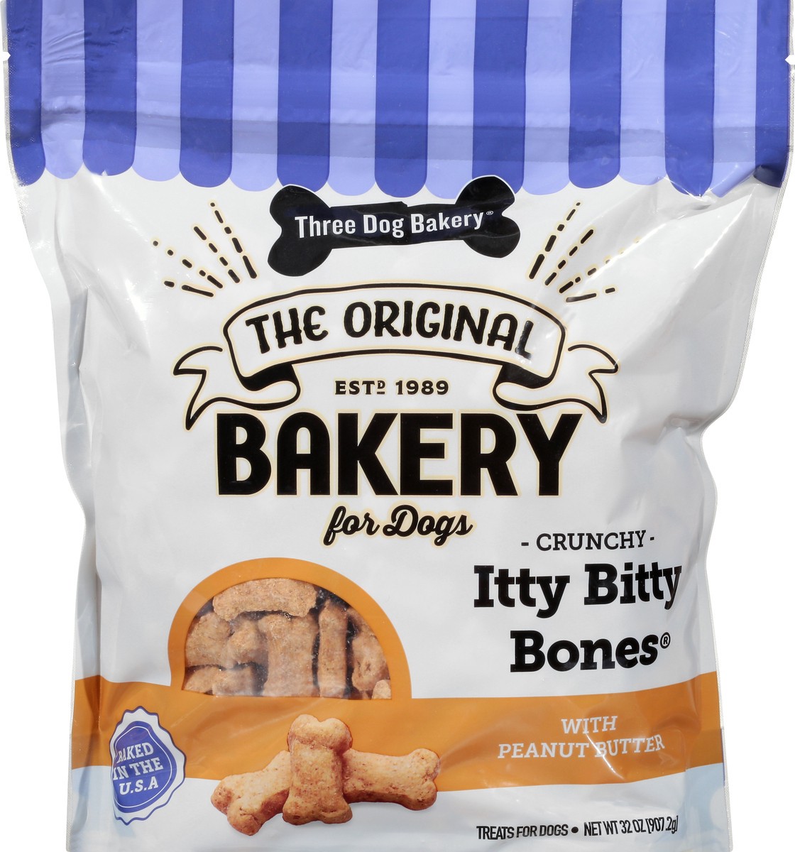 slide 9 of 9, Three Dog Bakery Itty Bitty Bones Crunchy Peanut Butter Treats for Dogs 32 oz, 32 oz