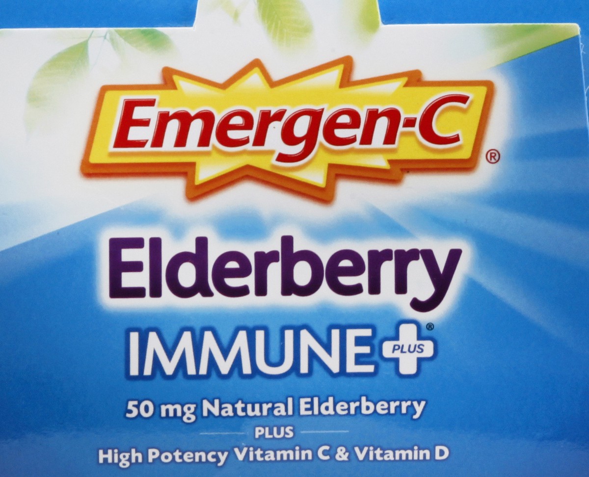 slide 9 of 9, Emergen-C Immune+ Elderberry Fizzy Drink Mix Enhanced Immune Support with Vitamin C 1000 mg, Natural flavors, 18 count, 18 ct