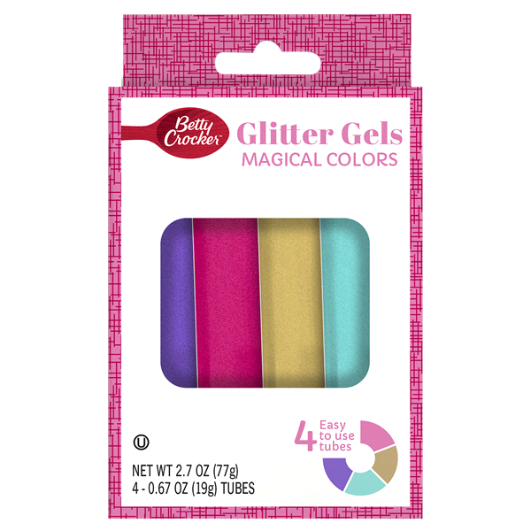 slide 1 of 1, Betty Crocker Magical Colors Glitter Gels 4 - 0.67 oz ea, 4 ct