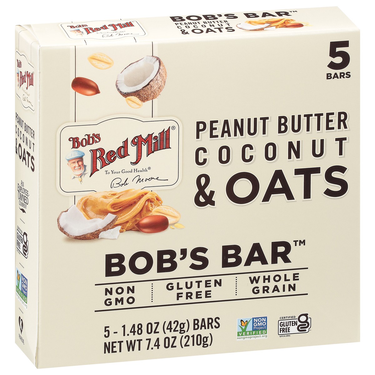slide 3 of 14, Bob's Red Mill Peanut Butter Coconut & Oats Bob's Bar 5 - 1.48 oz Bars, 5 ct