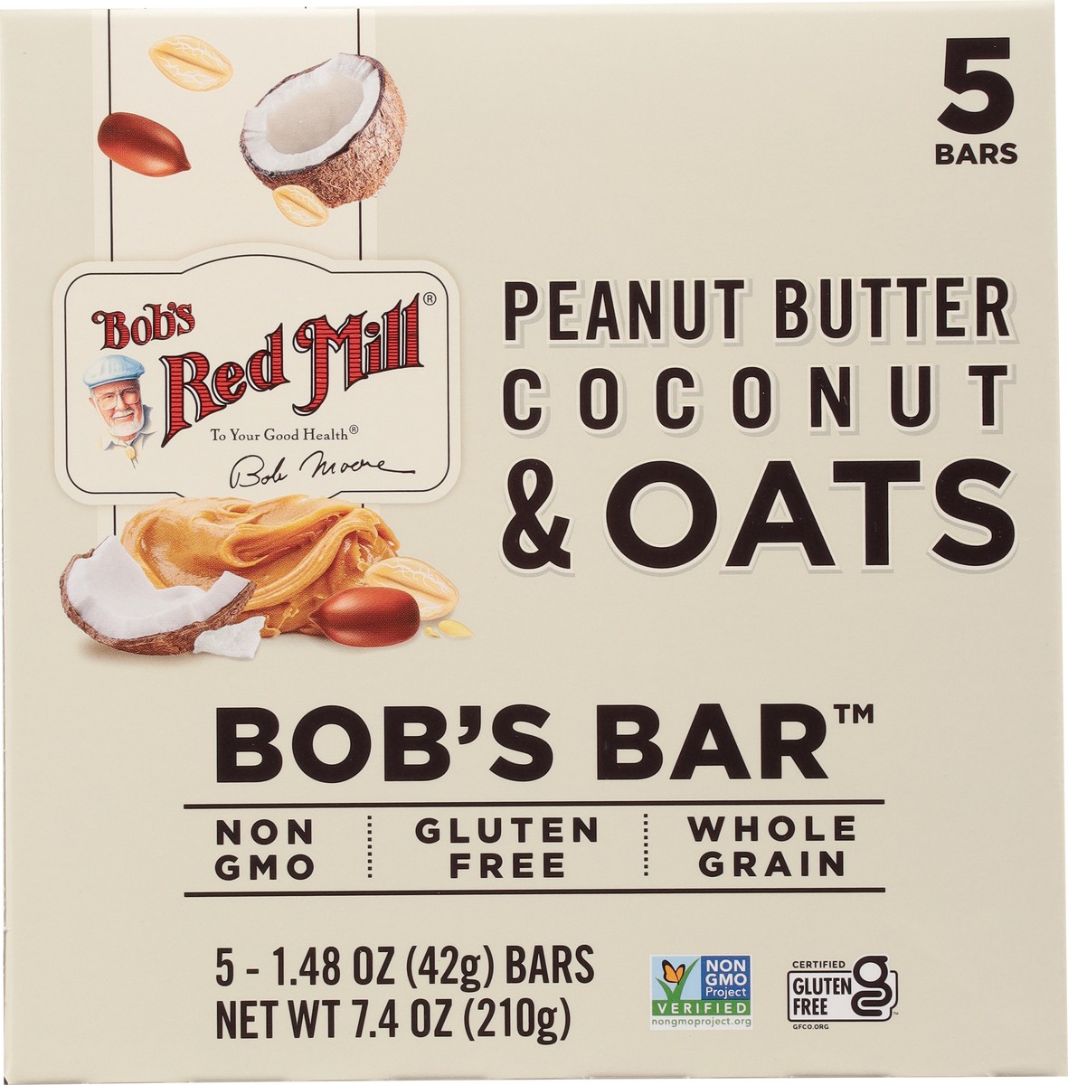 slide 12 of 14, Bob's Red Mill Peanut Butter Coconut & Oats Bob's Bar 5 - 1.48 oz Bars, 5 ct