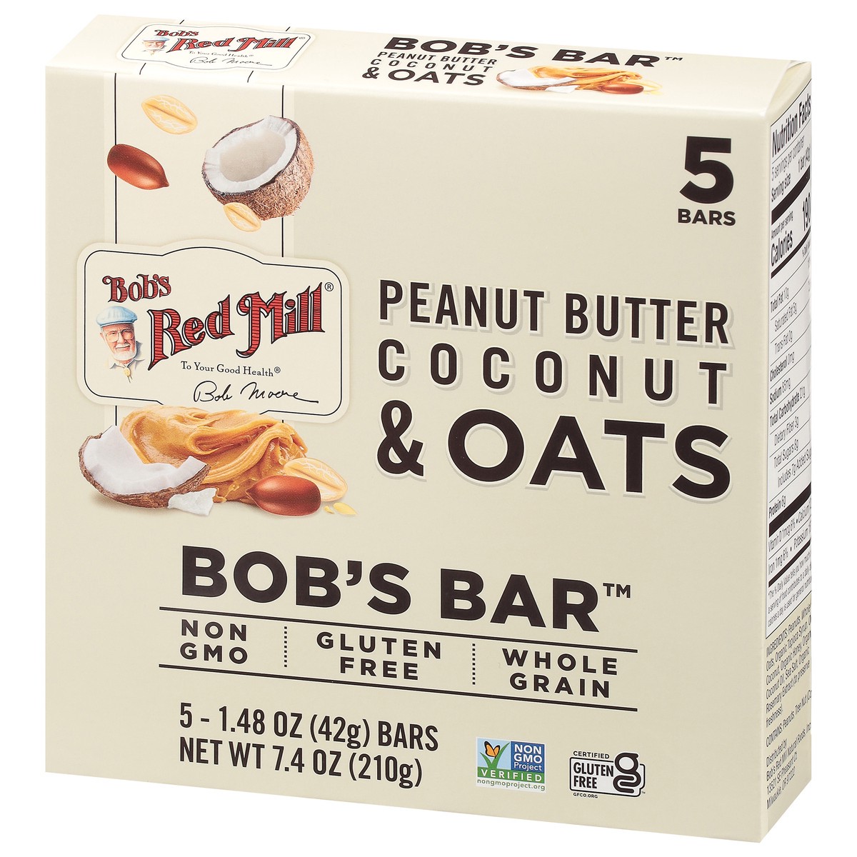 slide 14 of 14, Bob's Red Mill Peanut Butter Coconut & Oats Bob's Bar 5 - 1.48 oz Bars, 5 ct