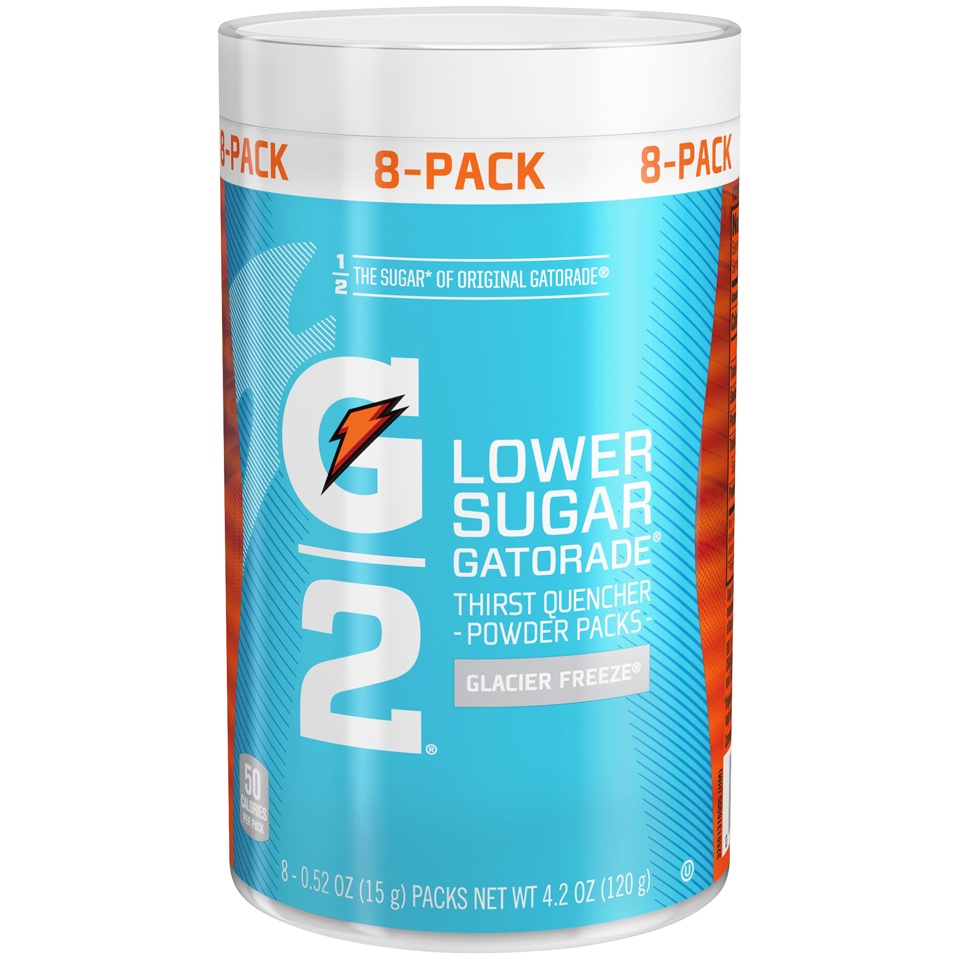 slide 2 of 4, G2 Lower Sugar Thirst Quencher Powder Packs Glacier Freeze 0.52 Oz 8 Count, 4.2 oz