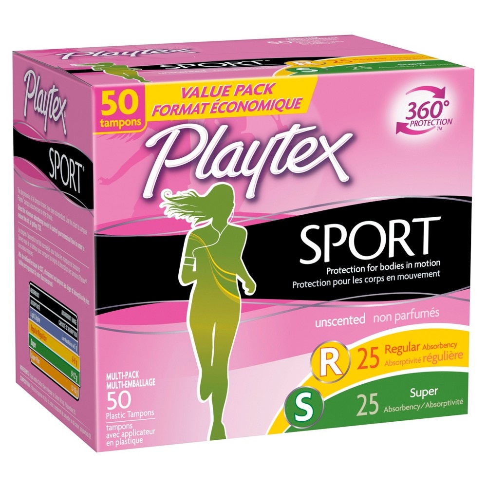 slide 2 of 3, Playtex Sport Multipack Tampons - Plastic - Unscented - Regular/Super - 48ct, 50 ct