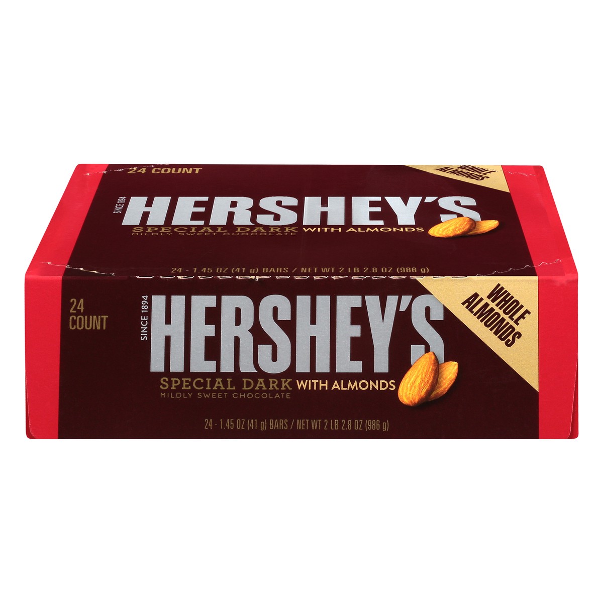 slide 1 of 10, Hershey's Special Dark With Almonds, 24 ct