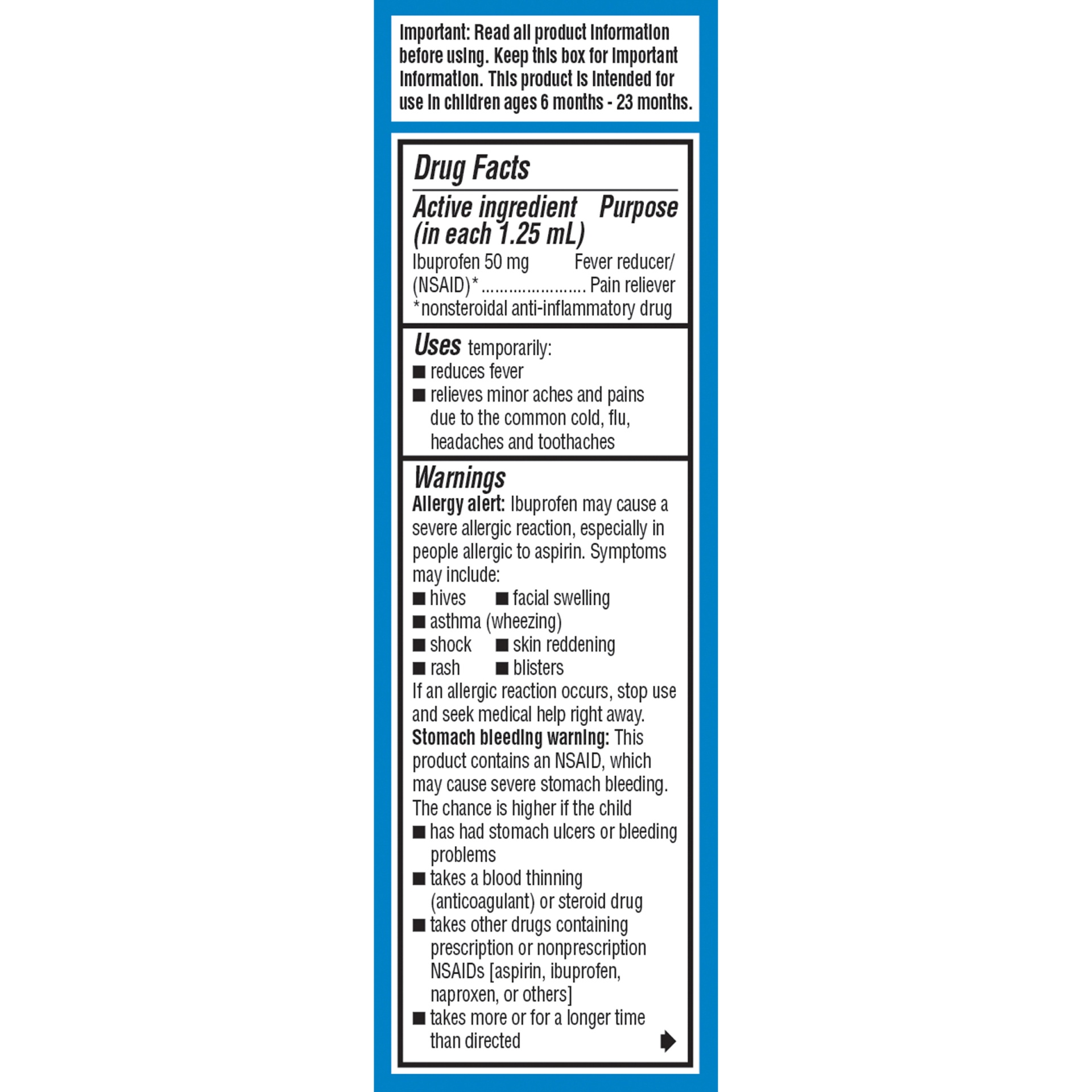 slide 6 of 7, Infants' Advil Concentrated Drops Fever Reducer Pain Reliever (Ibuprofen) in Dye-Free White Grape Flavor 50mg, 2 ct; 0.5 fl oz