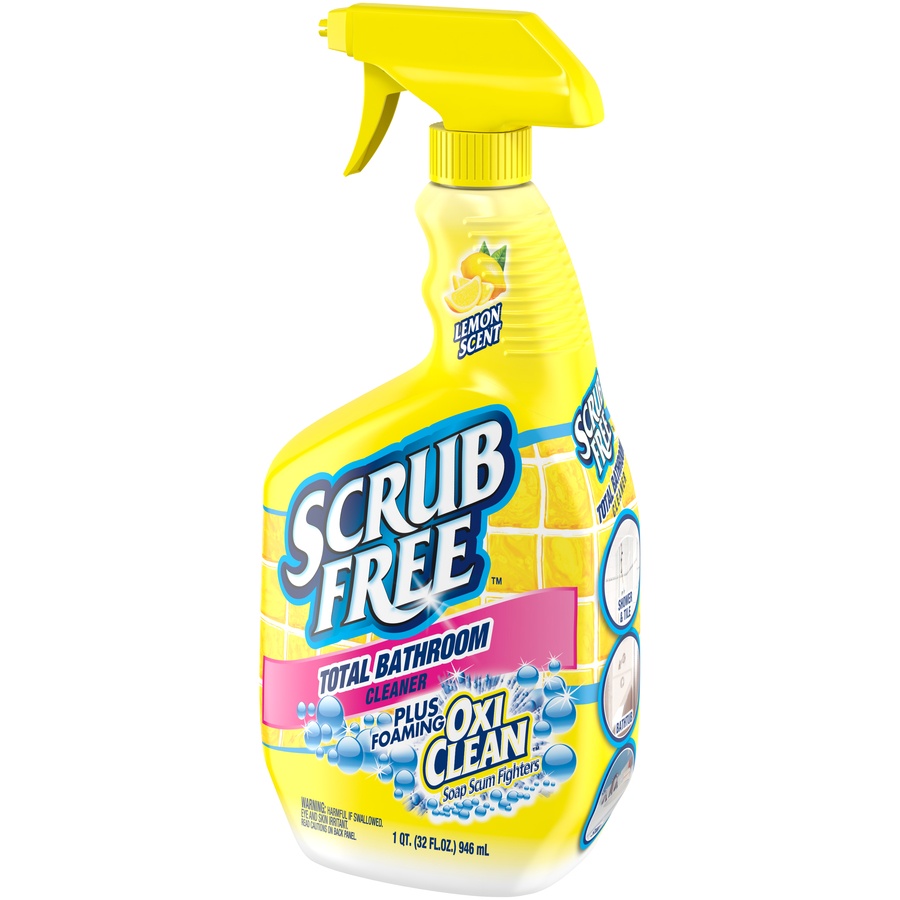 slide 2 of 4, Scrub Free Total Bathroom Cleaner with OxiClean, Lemon Scent, 32 fl oz, 1 qt