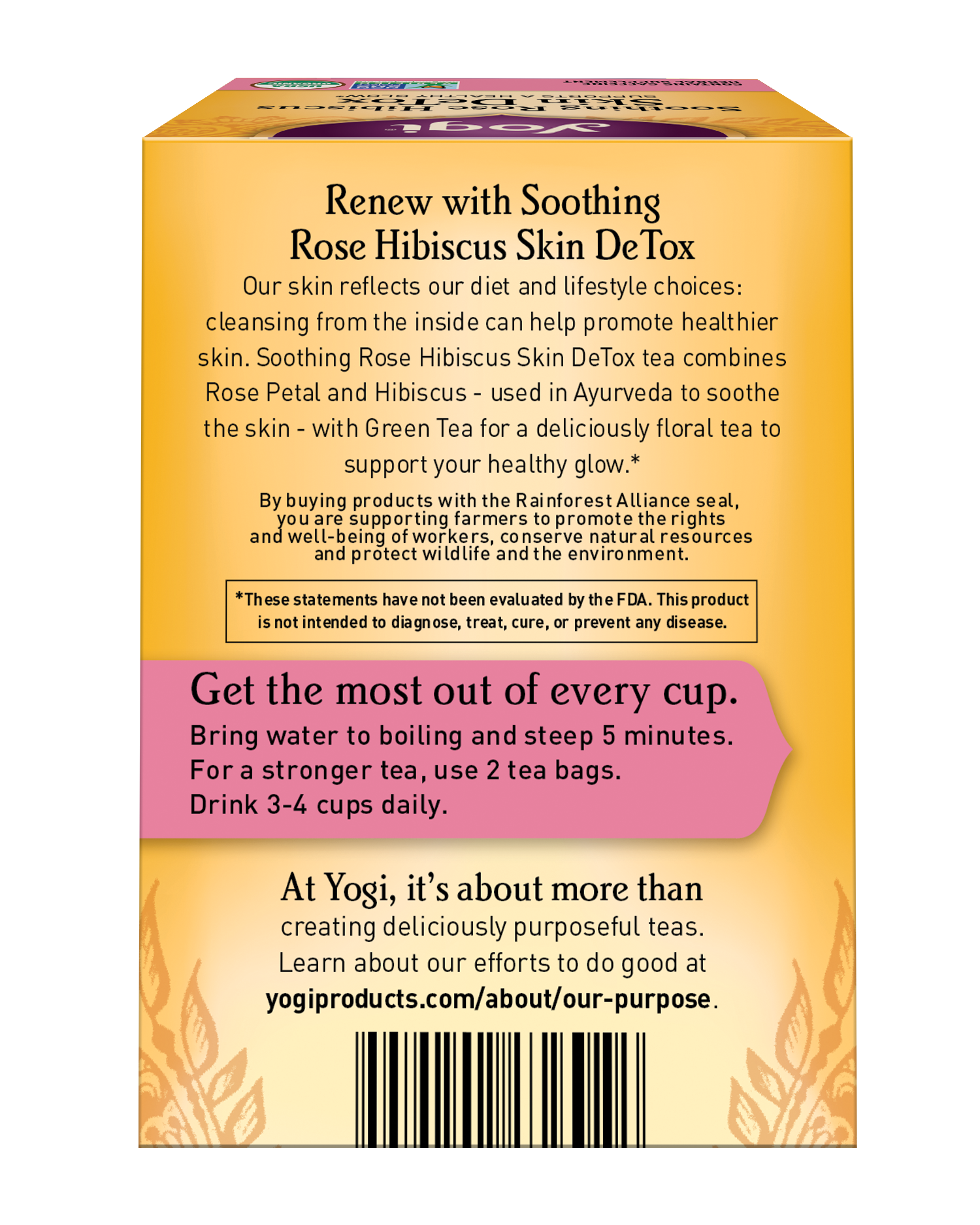 slide 3 of 5, Yogi Tea Soothing Rose Hibiscus Skin DeTox, Organic Green Tea, Wellness Tea Bags, 16 Count, 16 ct