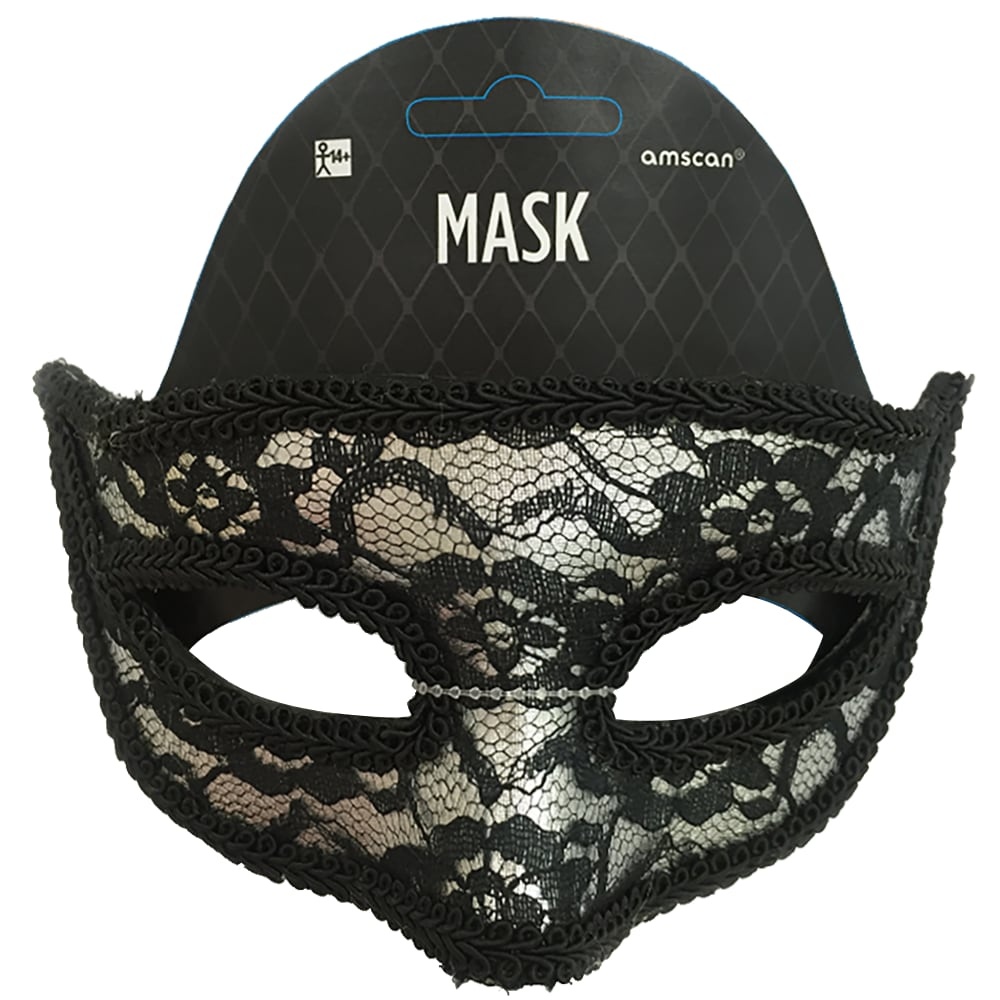 slide 1 of 1, Amscan Lace Mask - Black, 1 ct