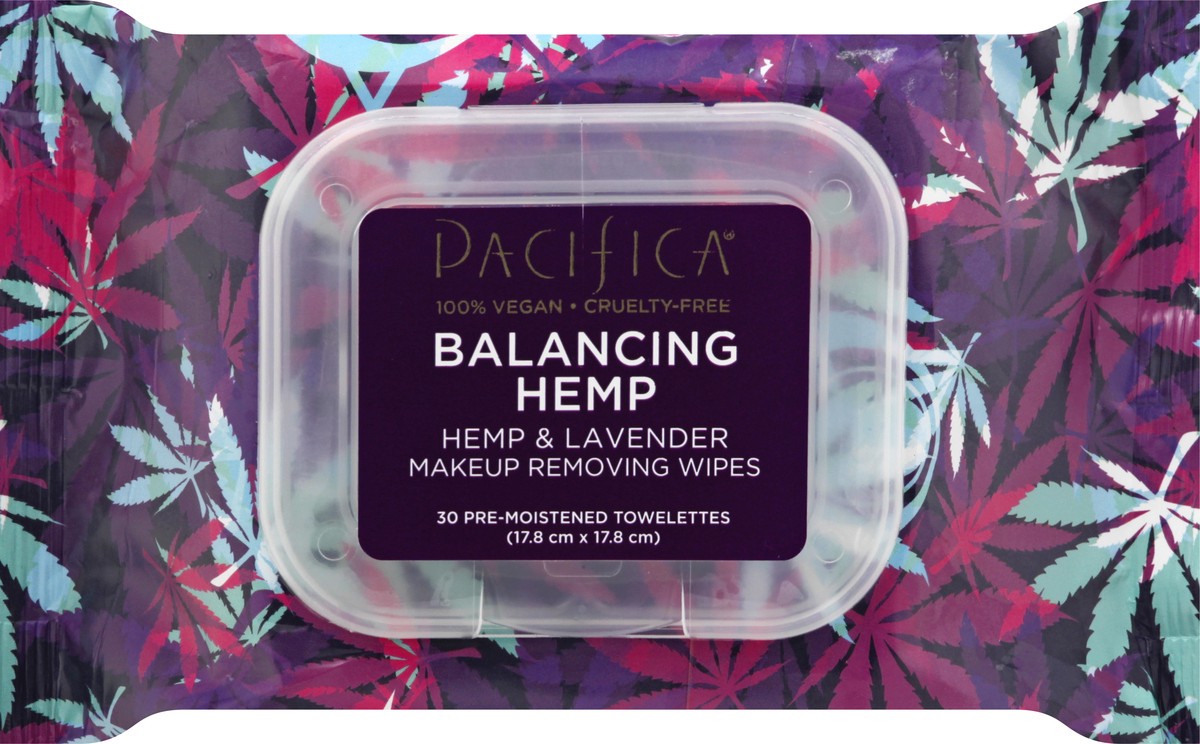 slide 8 of 11, Pacifica Pre- Moistened Make Up Removing Wipes Balancing Hemp Hemp & Lavender Towelettes 30 ea, 30 ct