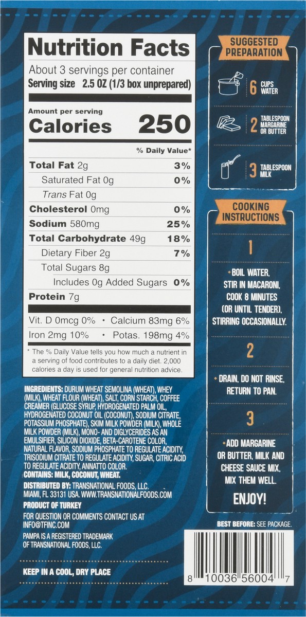 slide 6 of 12, Pampa Macaroni & Cheese 7.25 oz, 7.25 oz