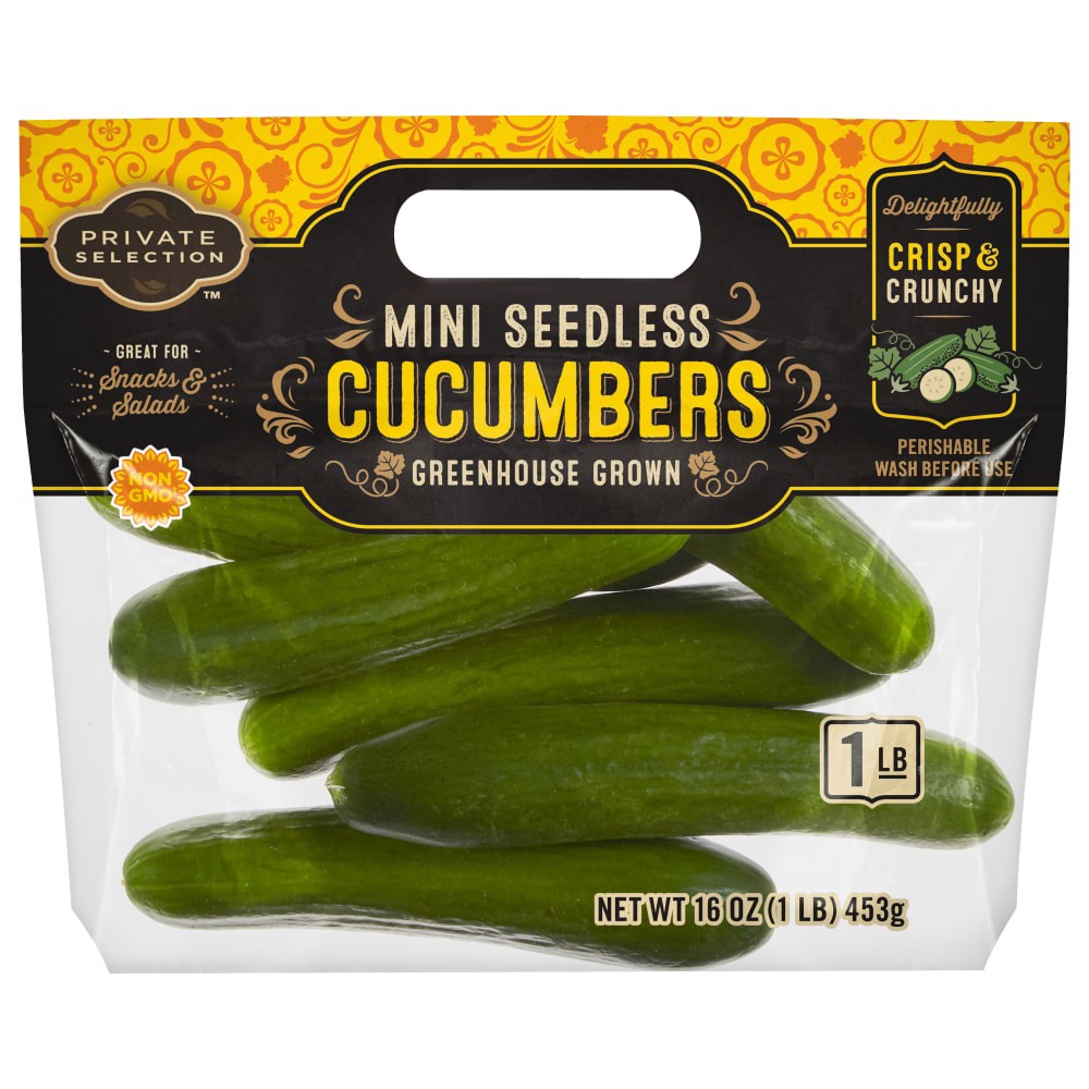 slide 1 of 2, Private Selection Mini Seedless Cucumbers, 1 lb