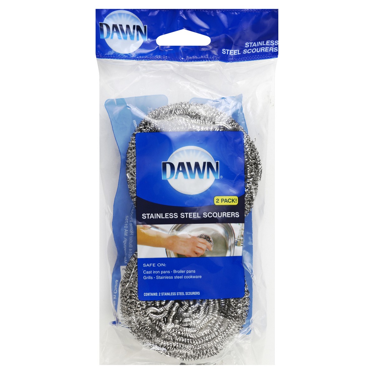 slide 2 of 3, Dawn Stainless Steel Scourers, 2 ct