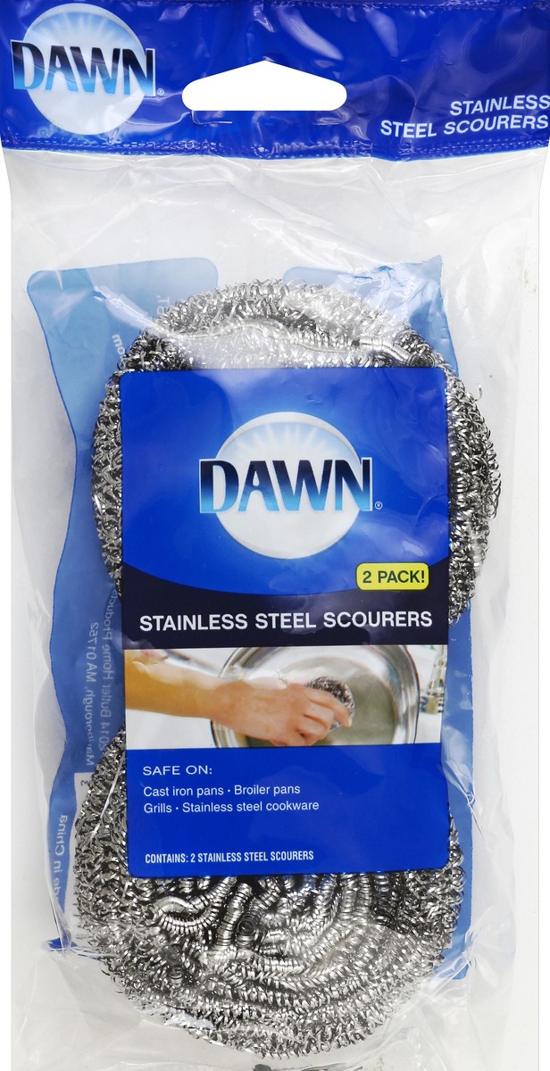slide 1 of 3, Dawn Stainless Steel Scourers, 2 ct