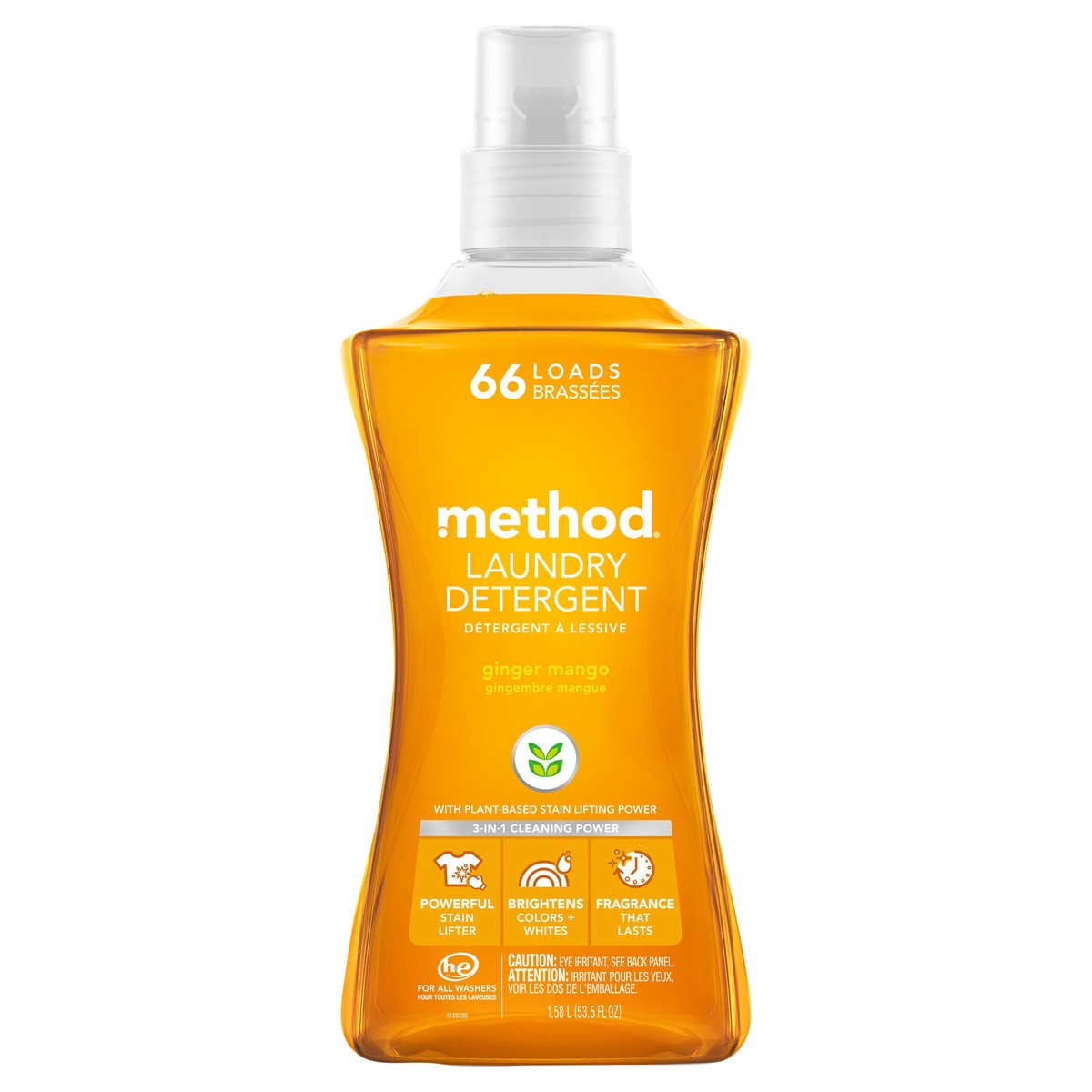 slide 1 of 13, method Laundry Detergent, Ginger Mango, 53.5 Ounces, 66 Loads, 53.5 fl oz