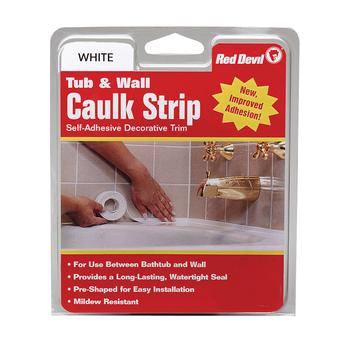 slide 1 of 5, Red Devil Tub & Wall Caulk Strip, 11 ft