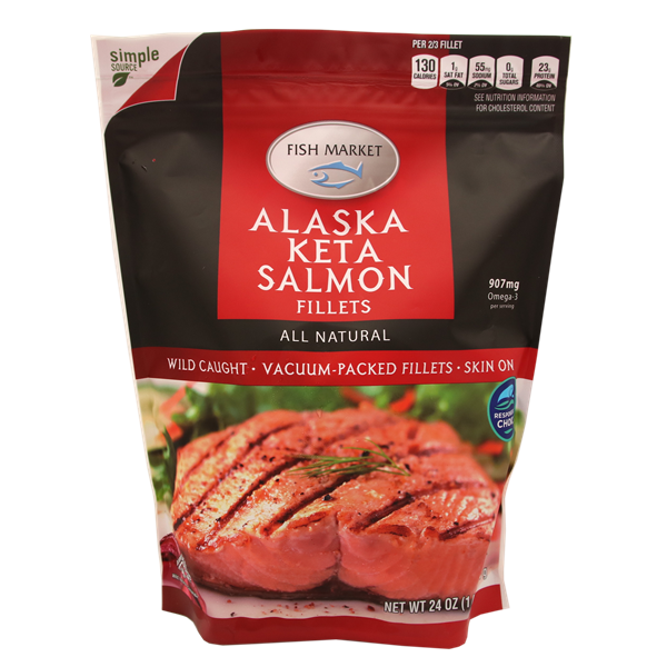 slide 1 of 1, Hy-vee Fish Market Alaska Keta Salmon Fillets, 24 oz
