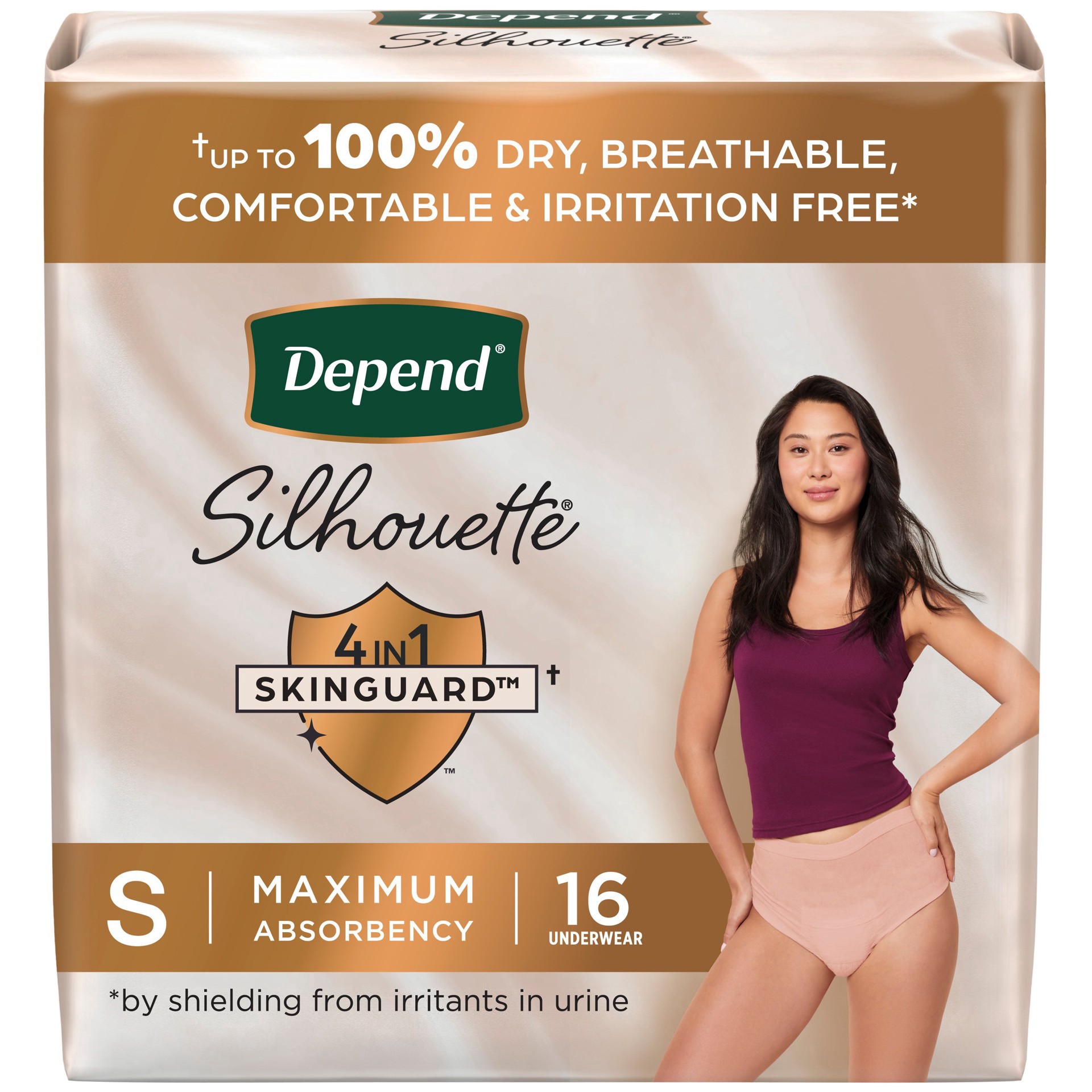 slide 1 of 4, Depend Silhouette Adult Incontinence & Postpartum Bladder Leak Underwear for Women, Maximum Absorbency, Small, Pink, 16 Count, 16 ct