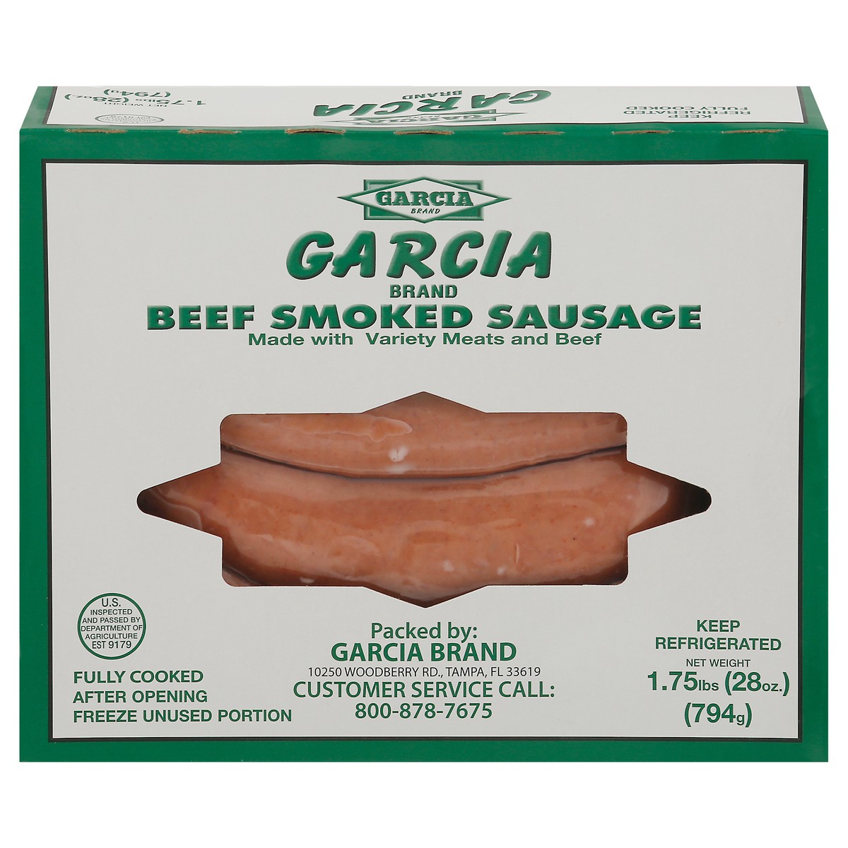 slide 1 of 1, Garcia Brand Beef Smoked Sausage 28 oz, 28 oz