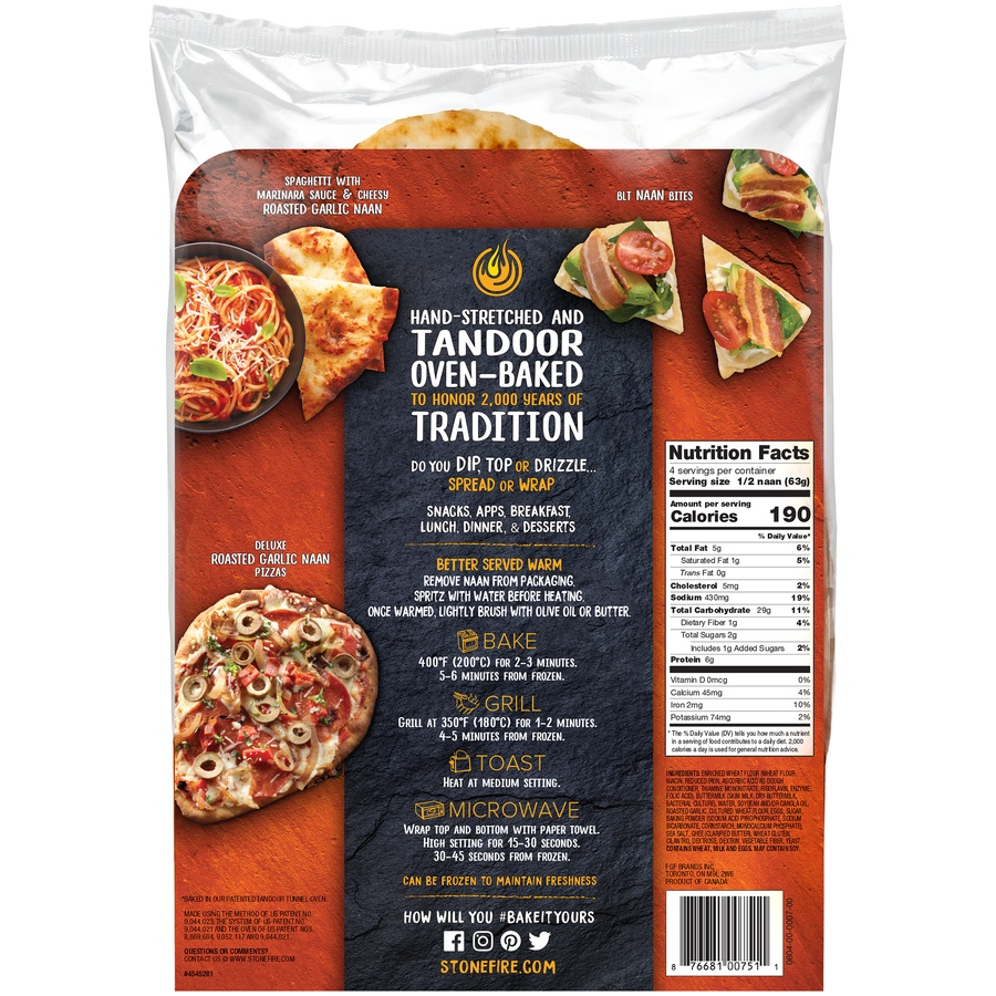 slide 2 of 3, Stonefire Garlic Teardrop Naan, 2 ct; 8.8 oz