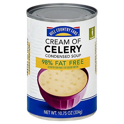 slide 1 of 1, Hill Country Fare Condensed 98% Fat Free Cream of Celery Soup, 10.75 oz