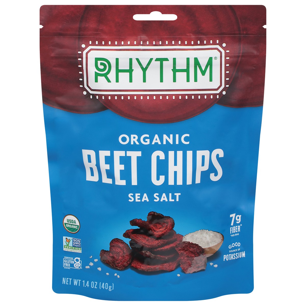 slide 1 of 9, Rhythm Organic Sea Salt Beet Chips 1.4 oz, 1.4 oz