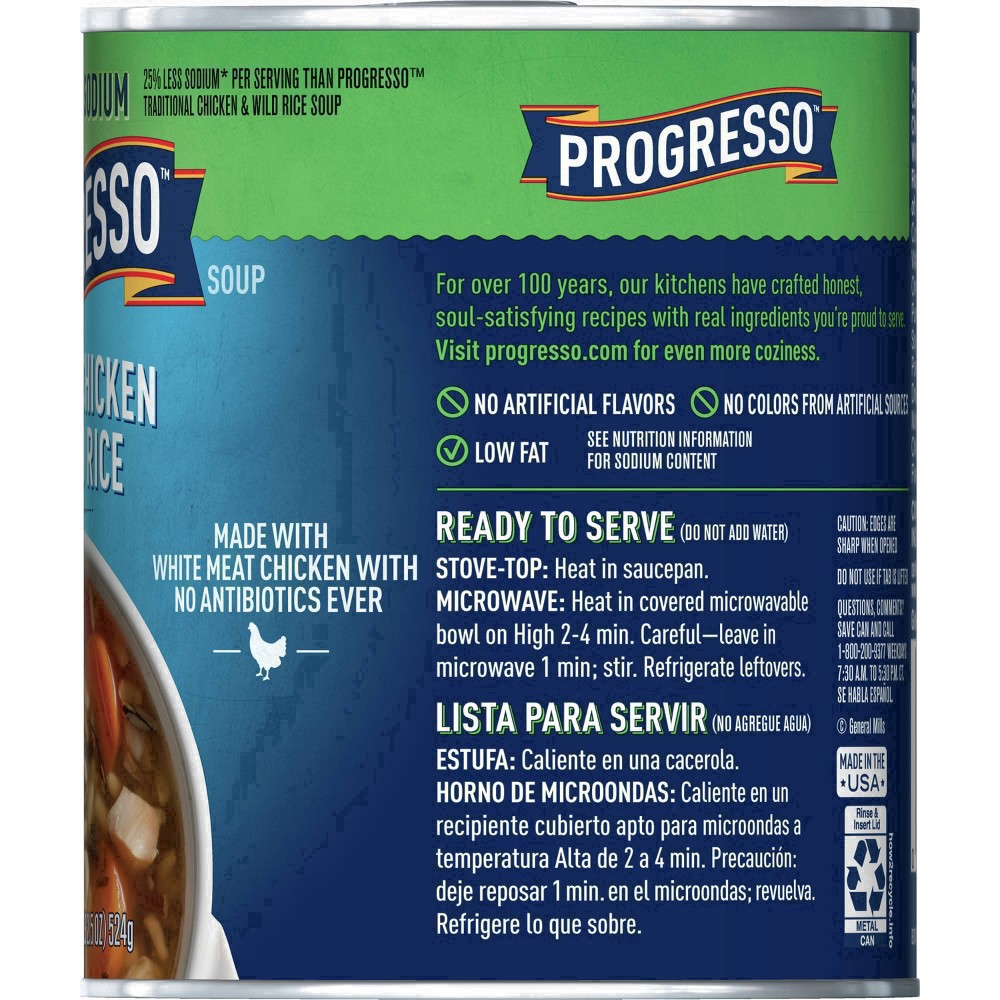 slide 50 of 114, Progresso Reduced Sodium, Savory Chicken & Wild Rice Soup, 19 oz., 18.5 oz